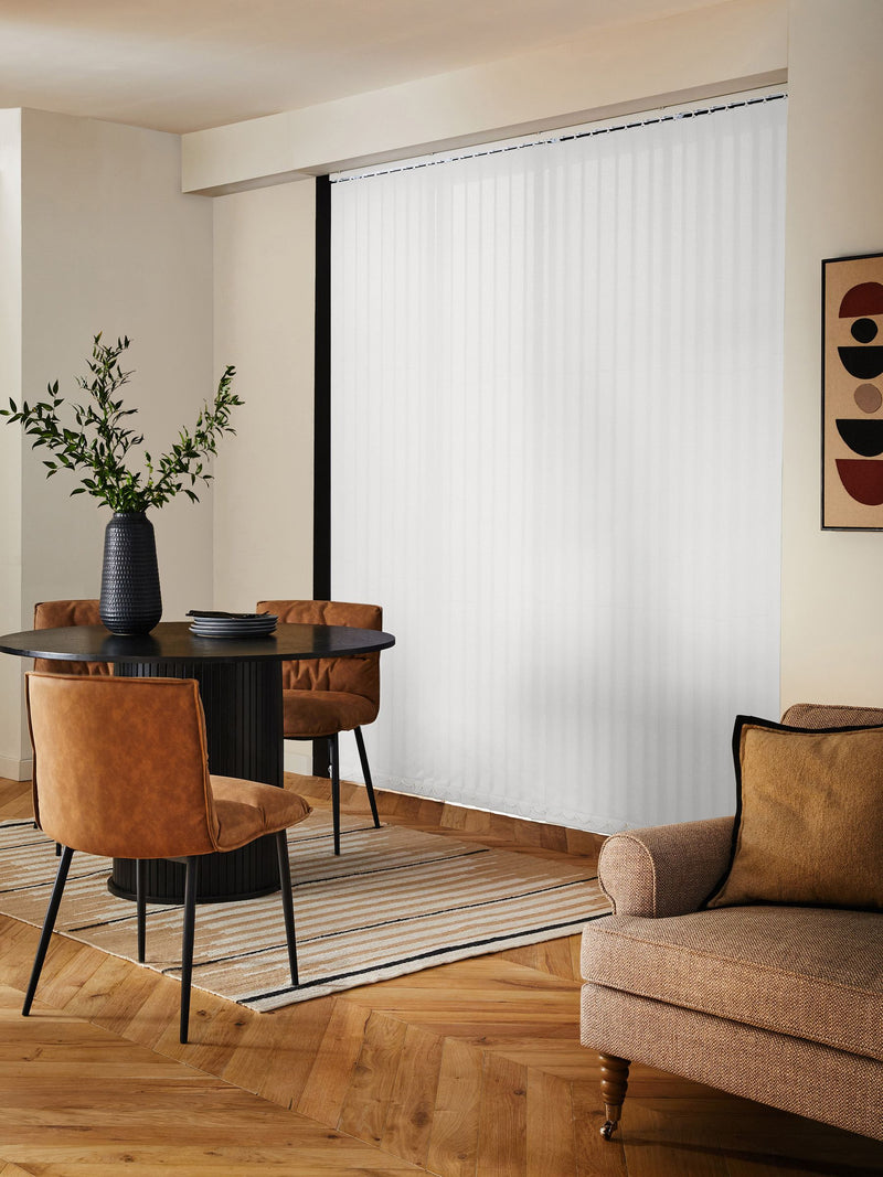 Fiskar made to measure white vertical blinds (British brand)
