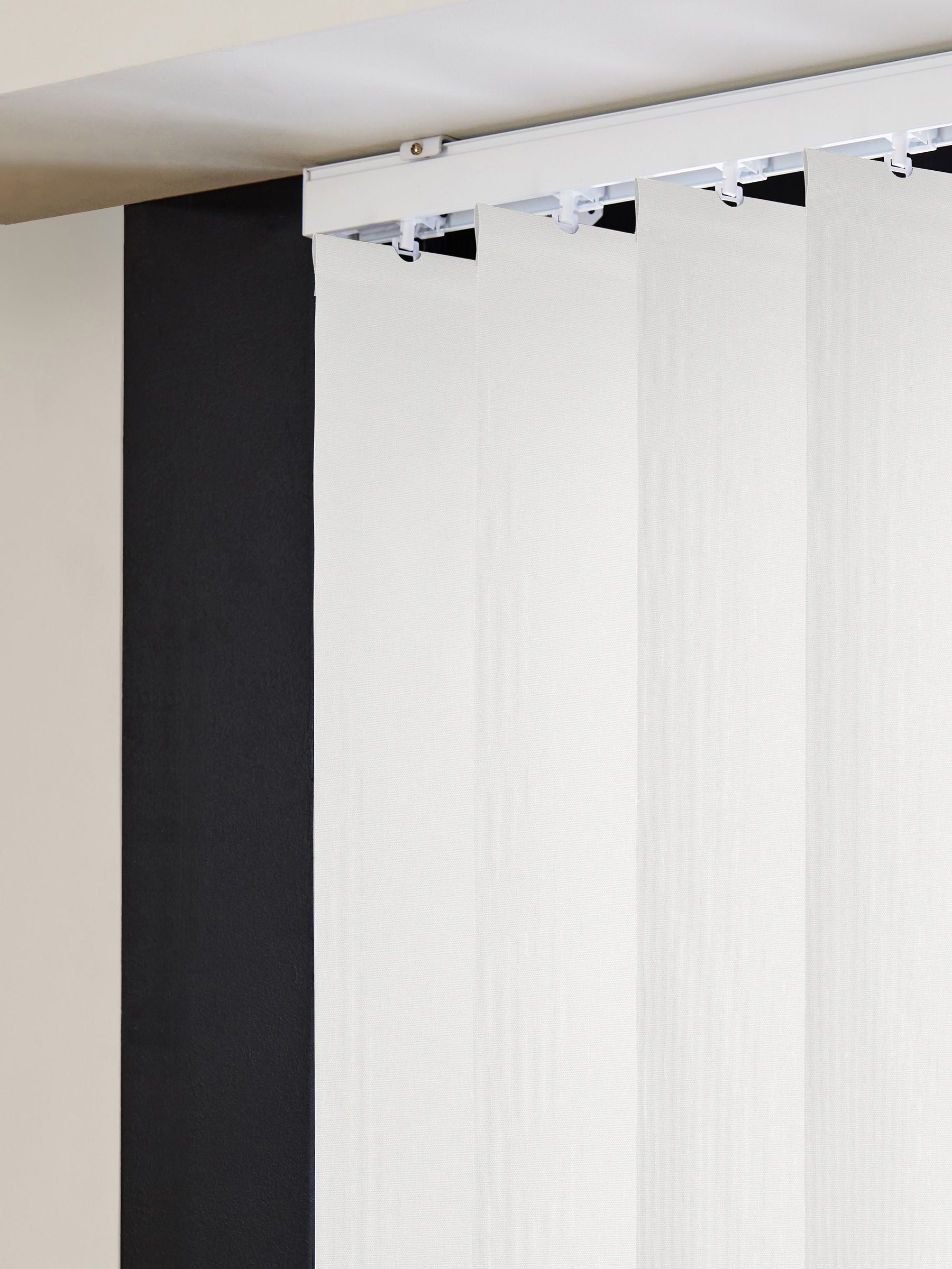 Fiskar made to measure white vertical blinds (British brand)