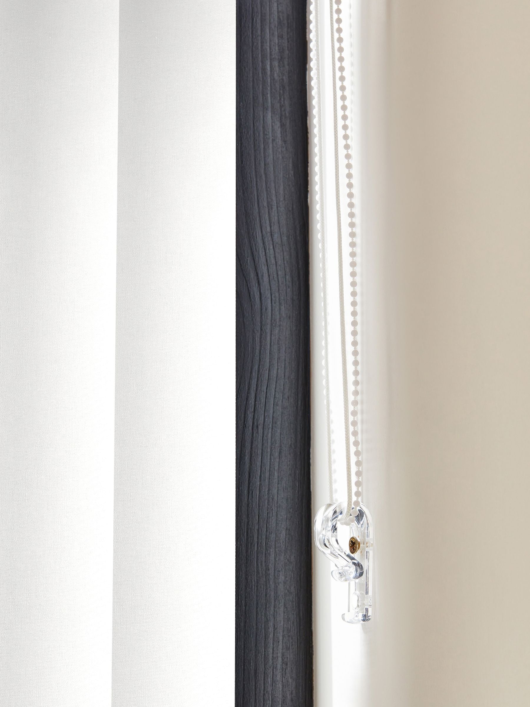 Fiskar made to measure white vertical blinds (British brand)