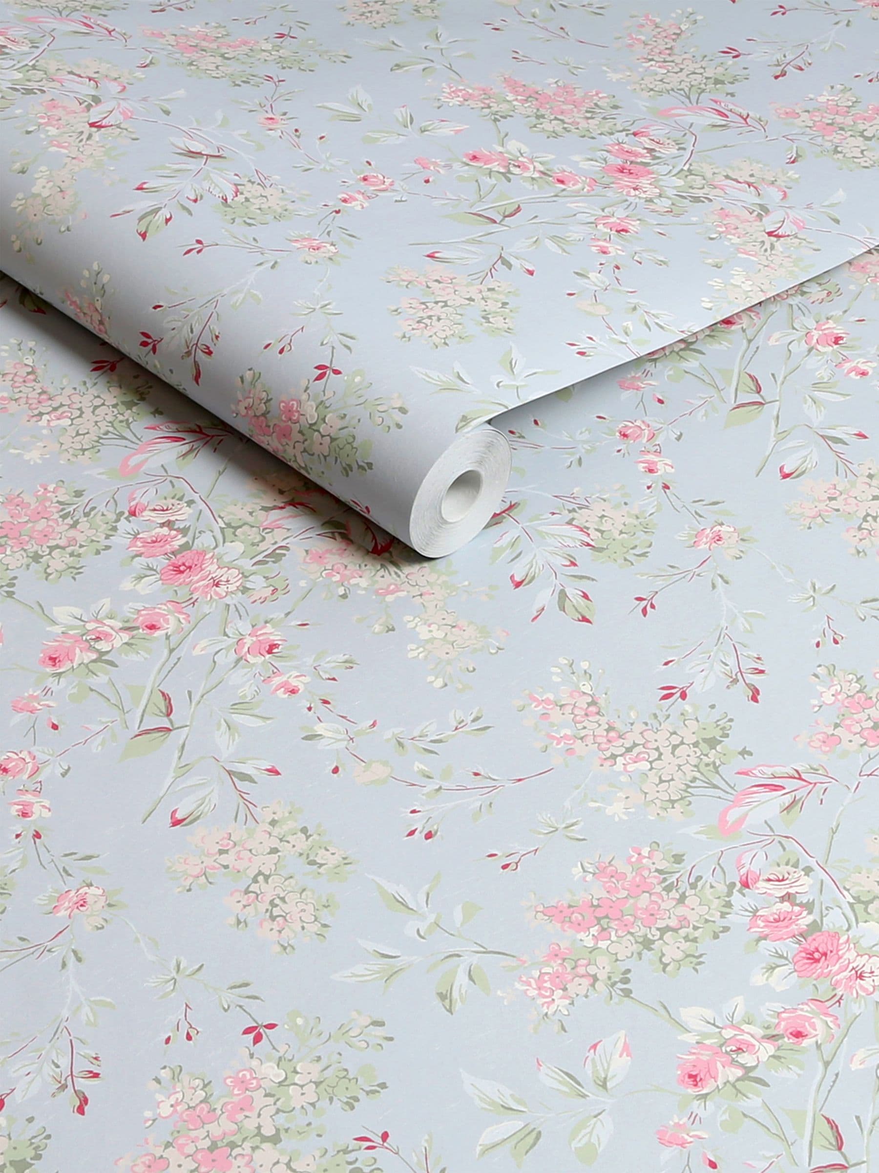 Shabby Chic Blue Chelsea wallpaper sample A4, UK version