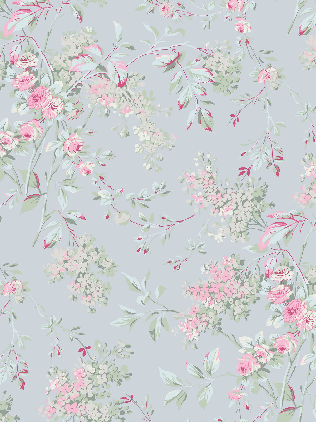 Shabby Chic Blue Chelsea wallpaper sample A4, UK version