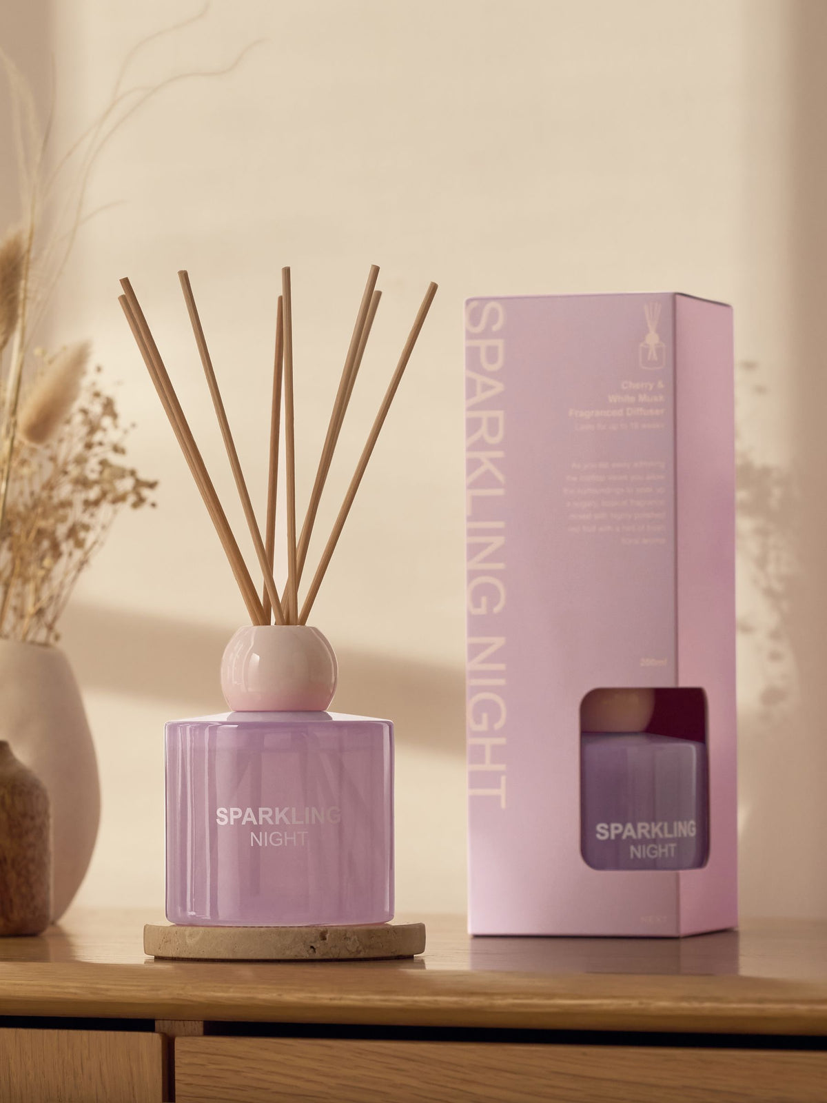 Lilac Cherry and White Musk Pastels Sparkling reed diffuser 200ml, UK version