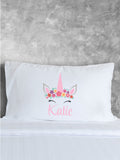 Loveabode personalised unicorn white pillowcase (British brand)
