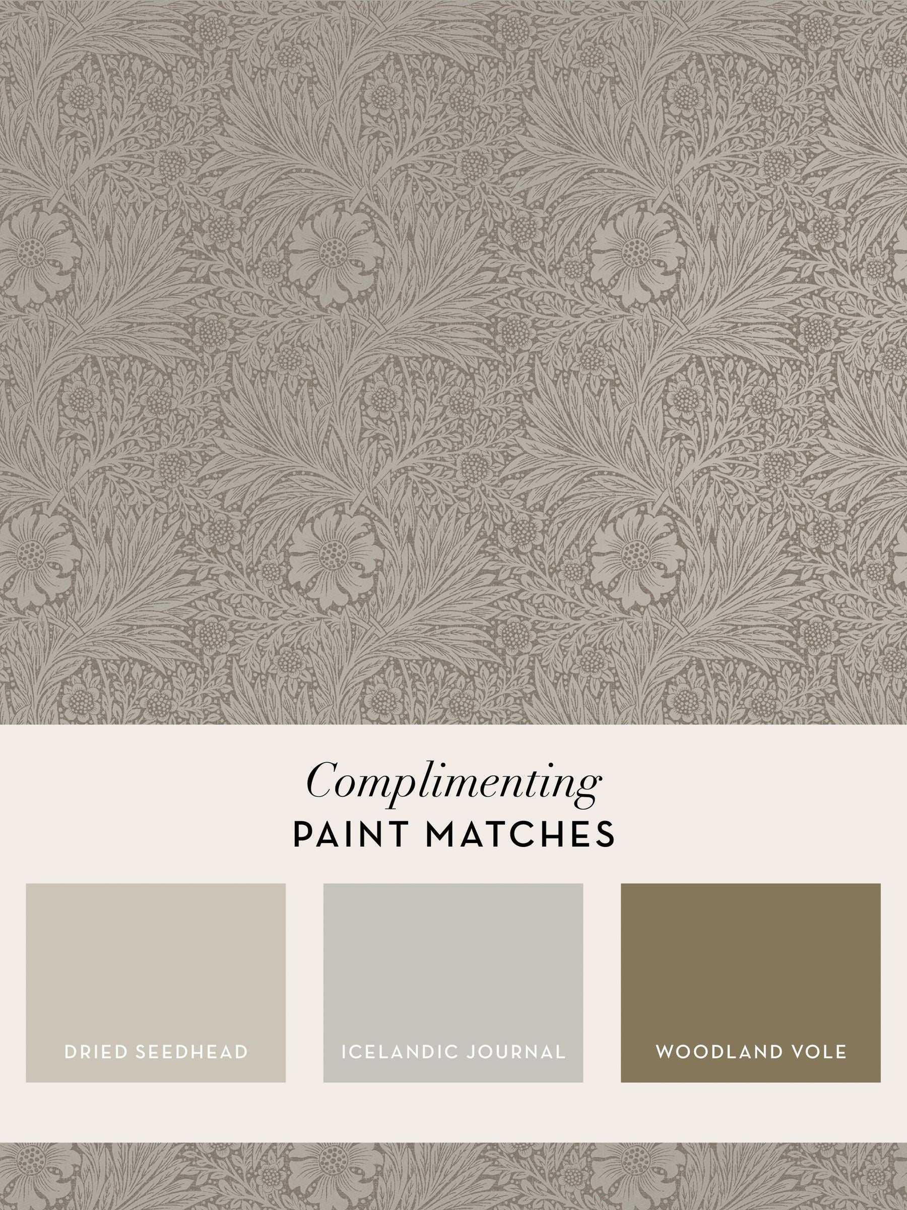 William Morris Marigold Fibrous Neutral wallpaper sample A4, UK version