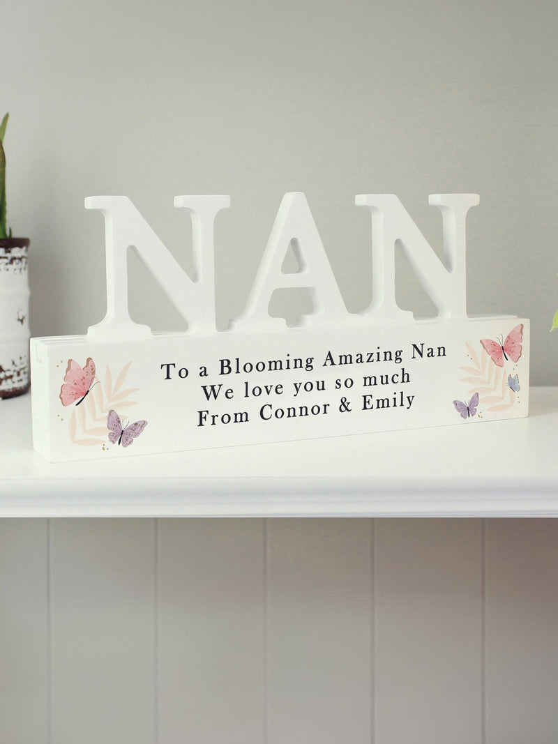 PMC personalised wooden Nan ornament 10x20cm, imported from the UK