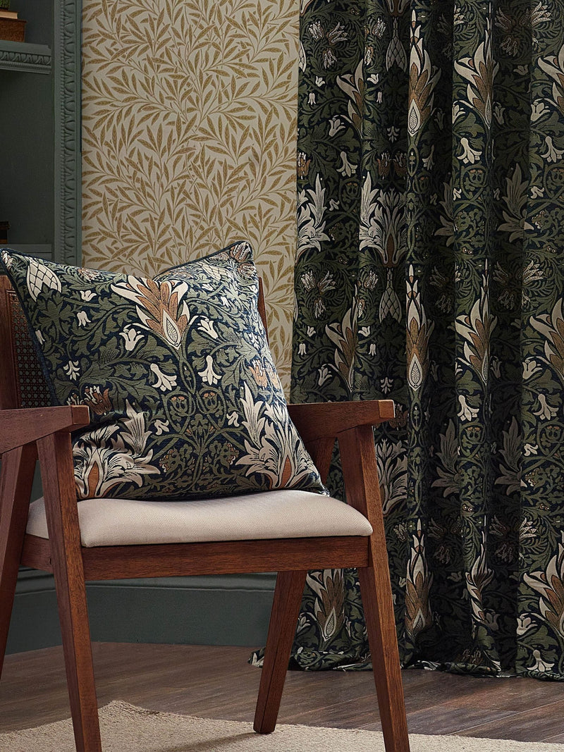 Morris & Co Snakeshead jacquard chenille piped cushion 55cm - British product