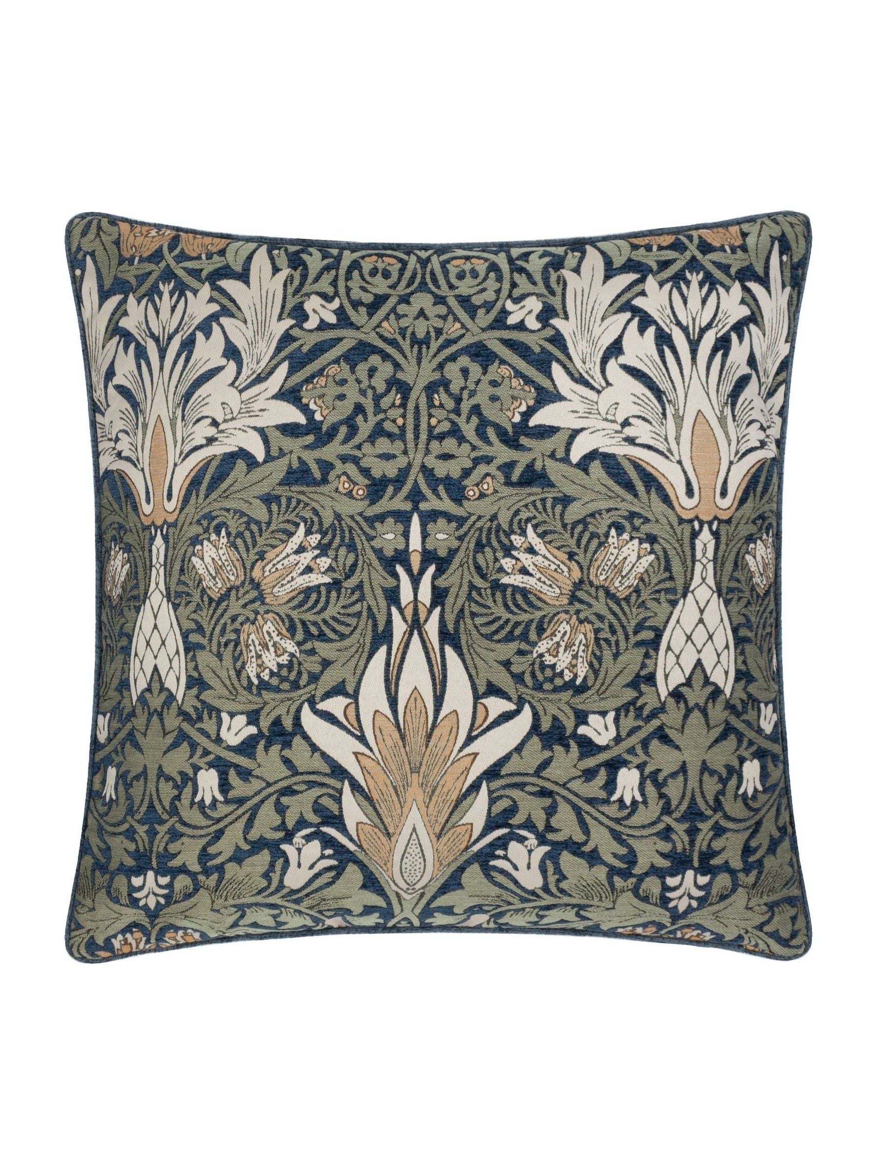 Morris & Co Snakeshead jacquard chenille piped cushion 55cm - British product