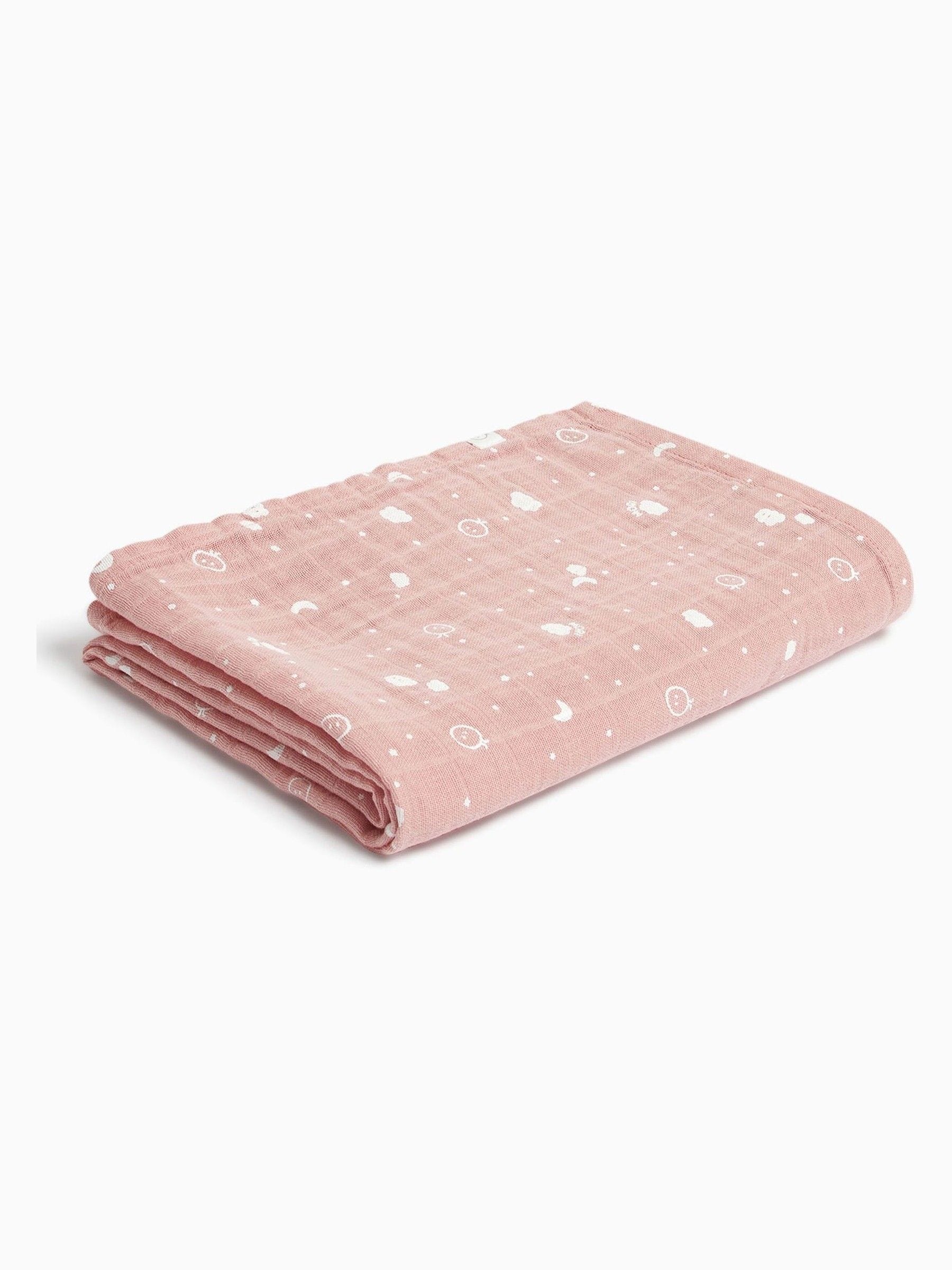 MORI pink cotton large muslin square for baby, UK version