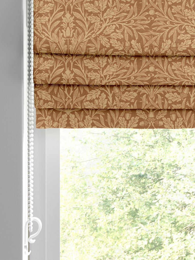 William Morris made to measure roman blind russet brown acorn - British product
