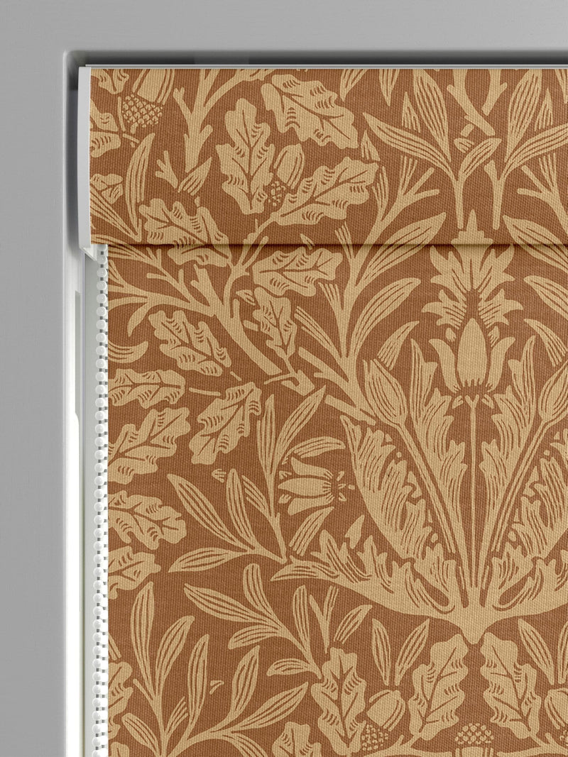 William Morris made to measure roman blind russet brown acorn - British product
