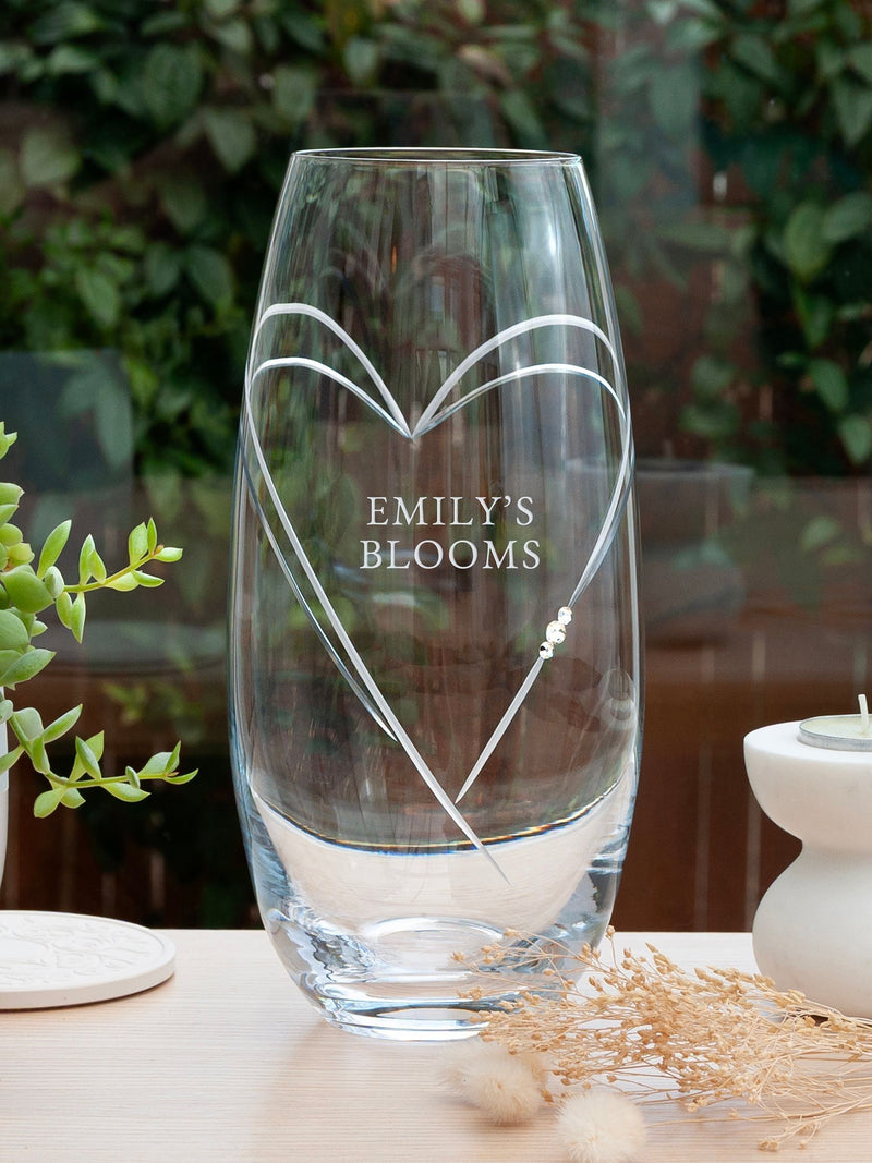 Treat Republic personalised hearts barrel vase with Swarovski crystals, UK version