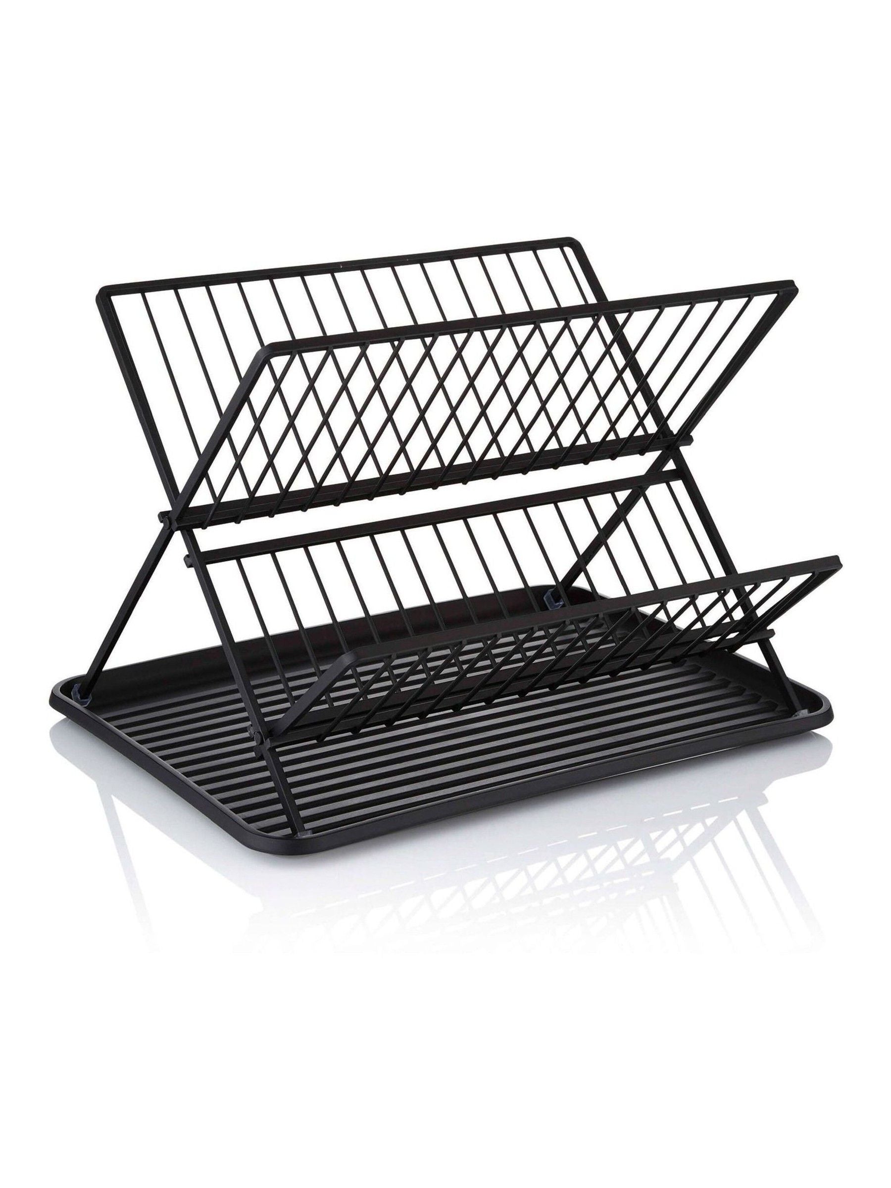 Swan Black Collapsible Dish Rack with Removable Drip Tray (British brand)