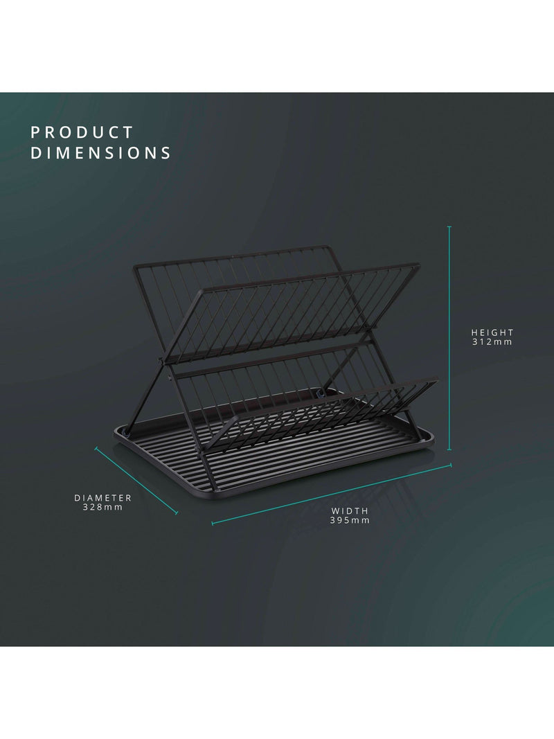 Swan Black Collapsible Dish Rack with Removable Drip Tray (British brand)