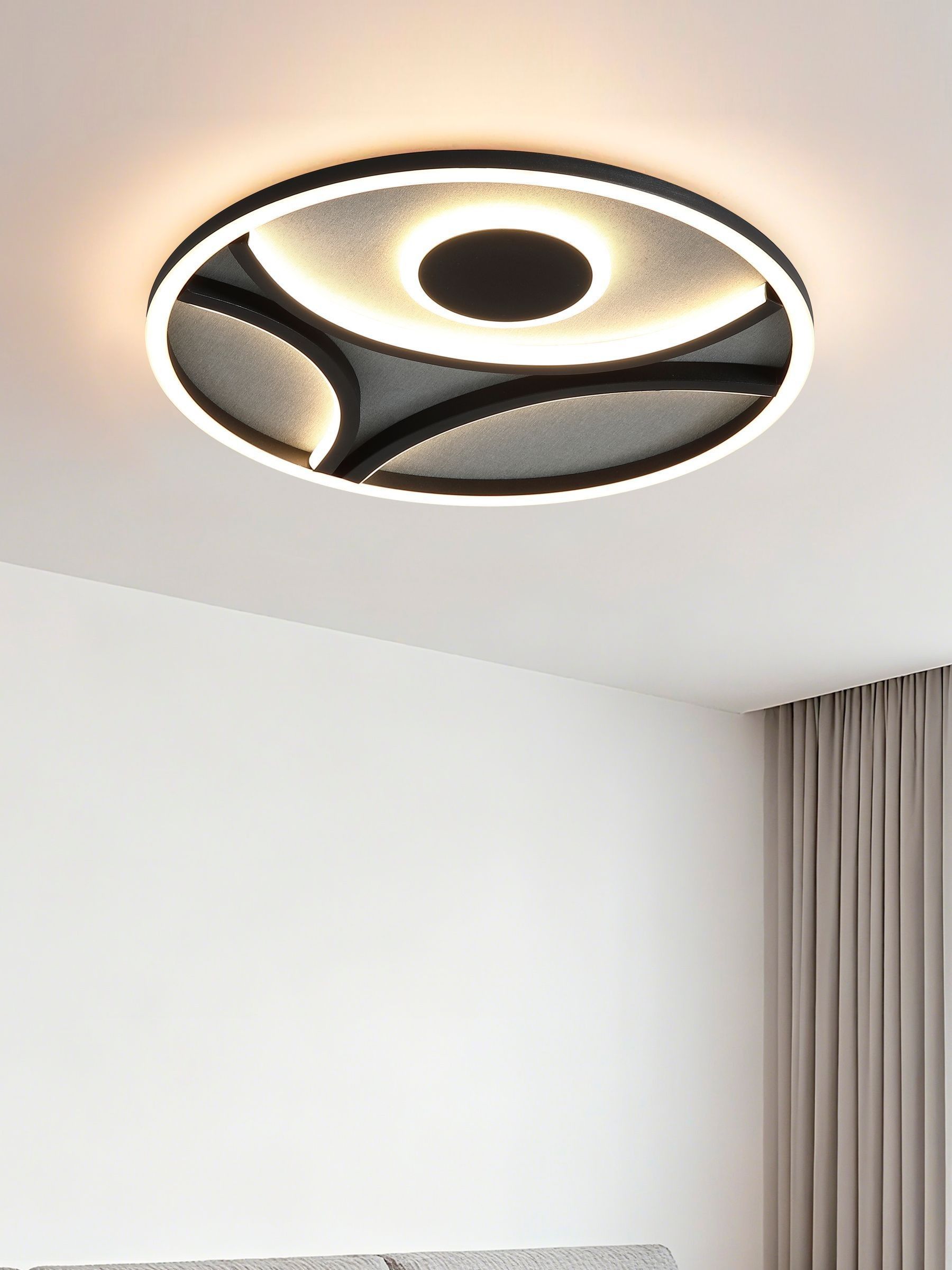 Searchlight Black Pau LED flush ceiling light 39cm - British product