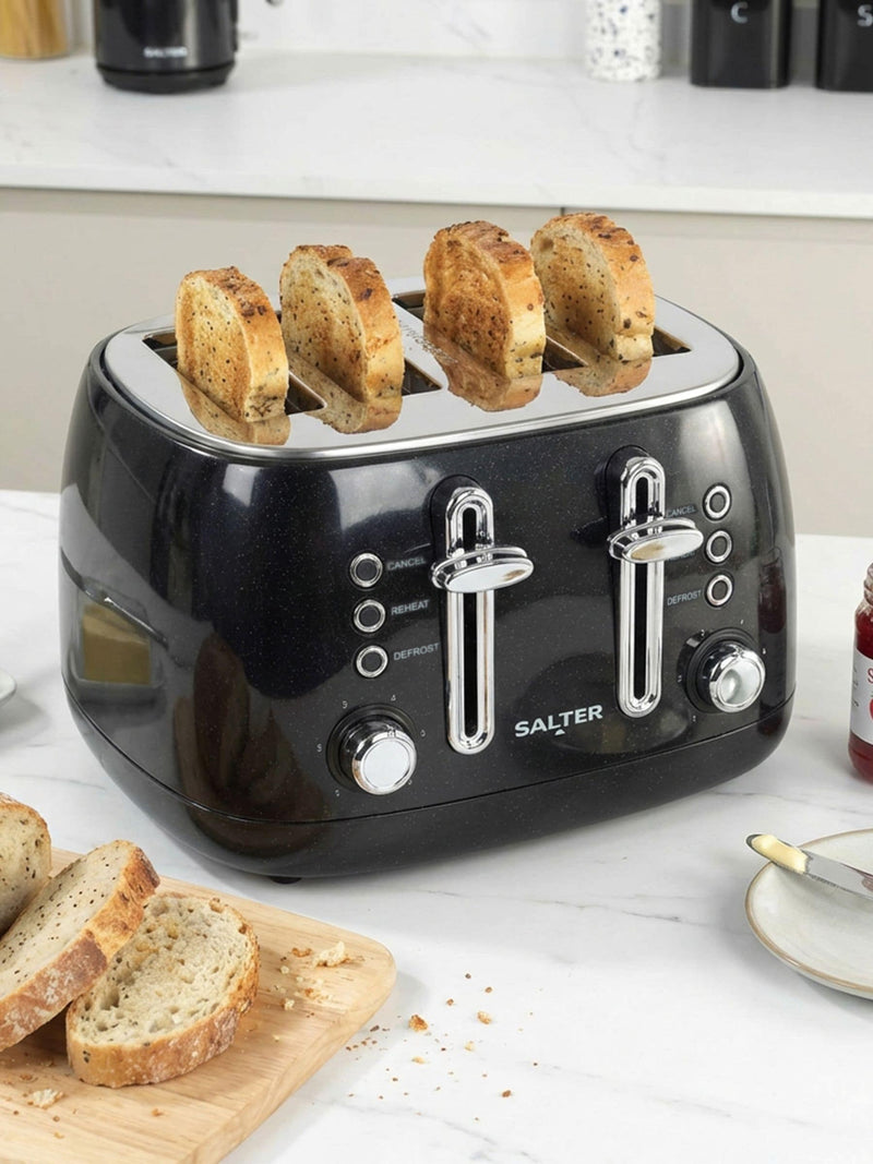 Salter Black Boston 4-slice toaster, imported from the UK