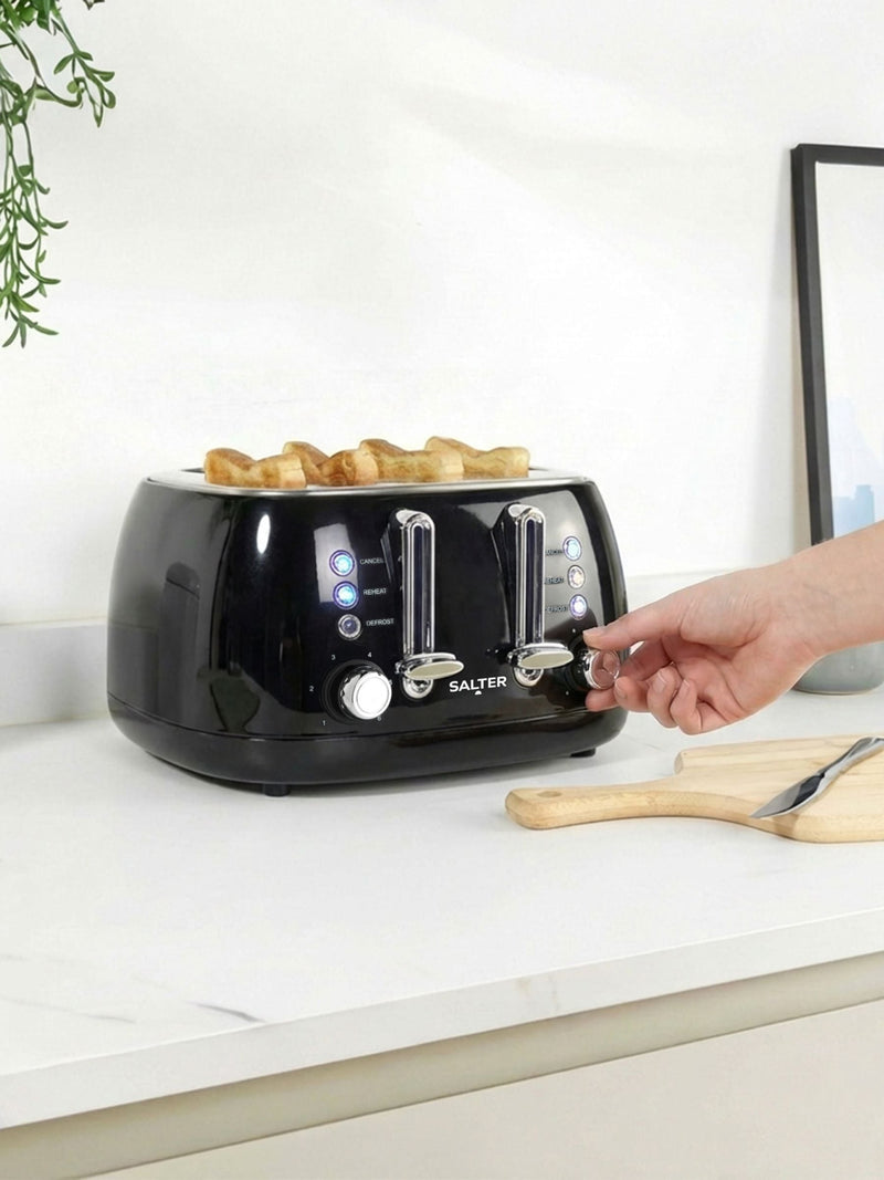 Salter Black Boston 4-slice toaster, imported from the UK