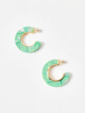 Oliver Bonas green resin gold detail hoop earrings - British product