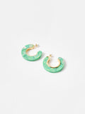 Oliver Bonas green resin gold detail hoop earrings - British product