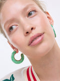 Oliver Bonas green resin gold detail hoop earrings - British product
