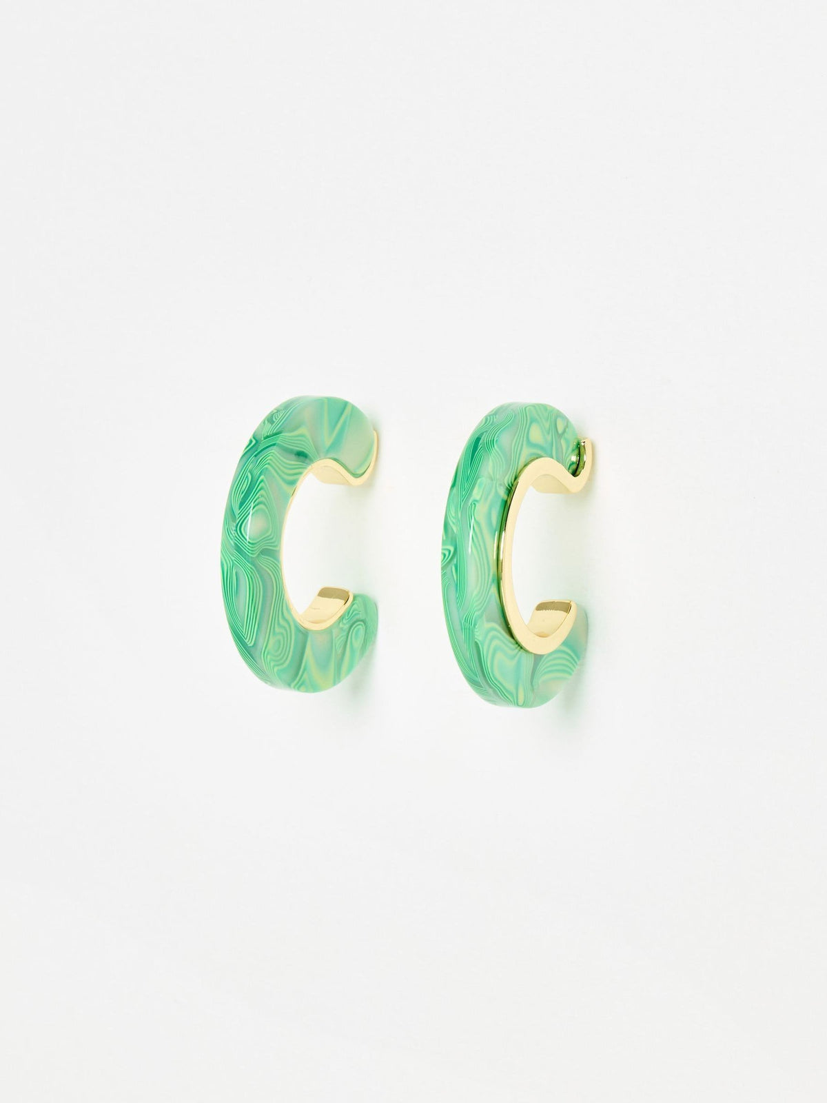 Oliver Bonas green resin gold detail hoop earrings - British product