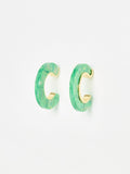 Oliver Bonas green resin gold detail hoop earrings - British product