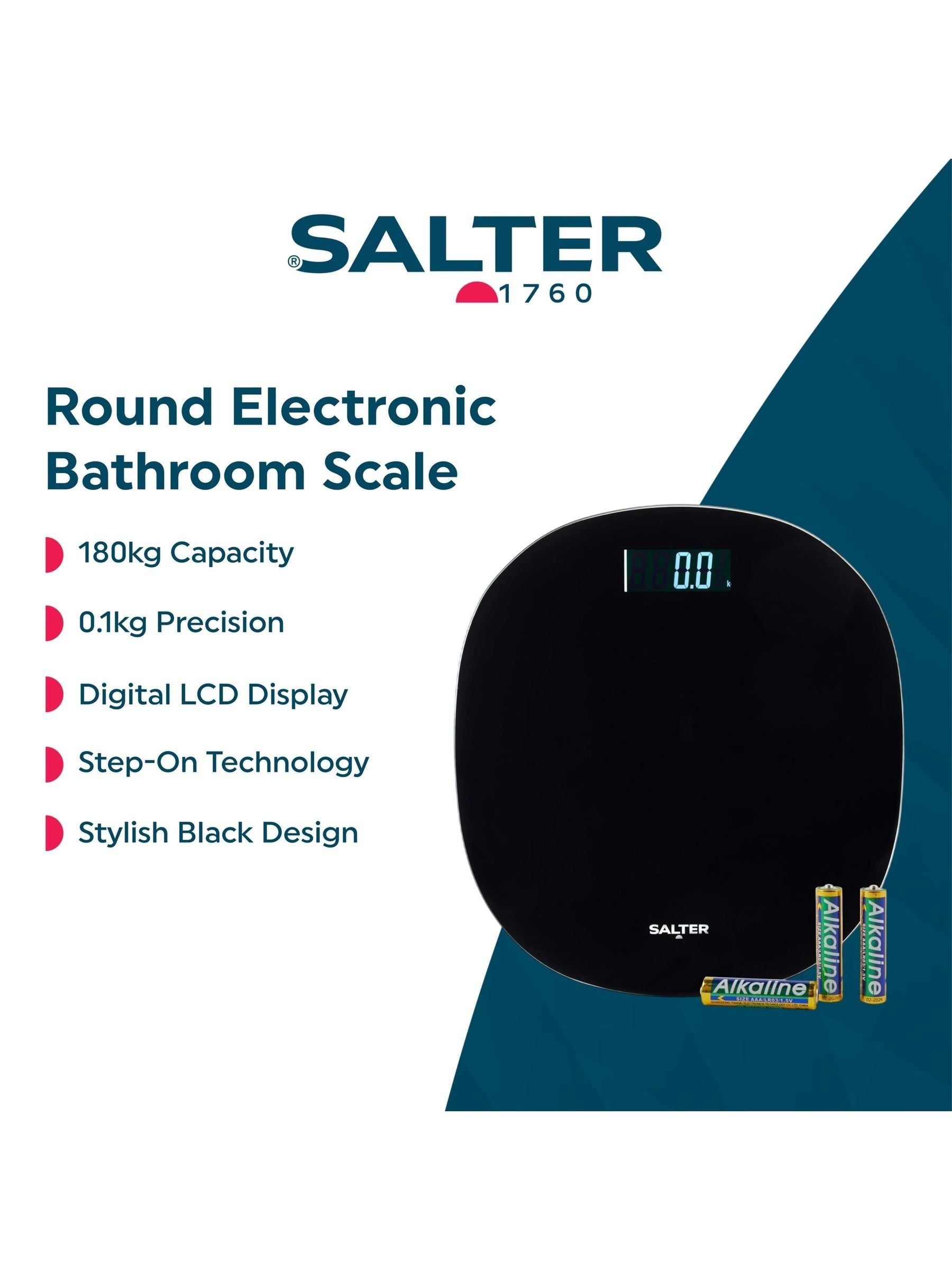 Salter black round electronic bathroom scale (British brand)