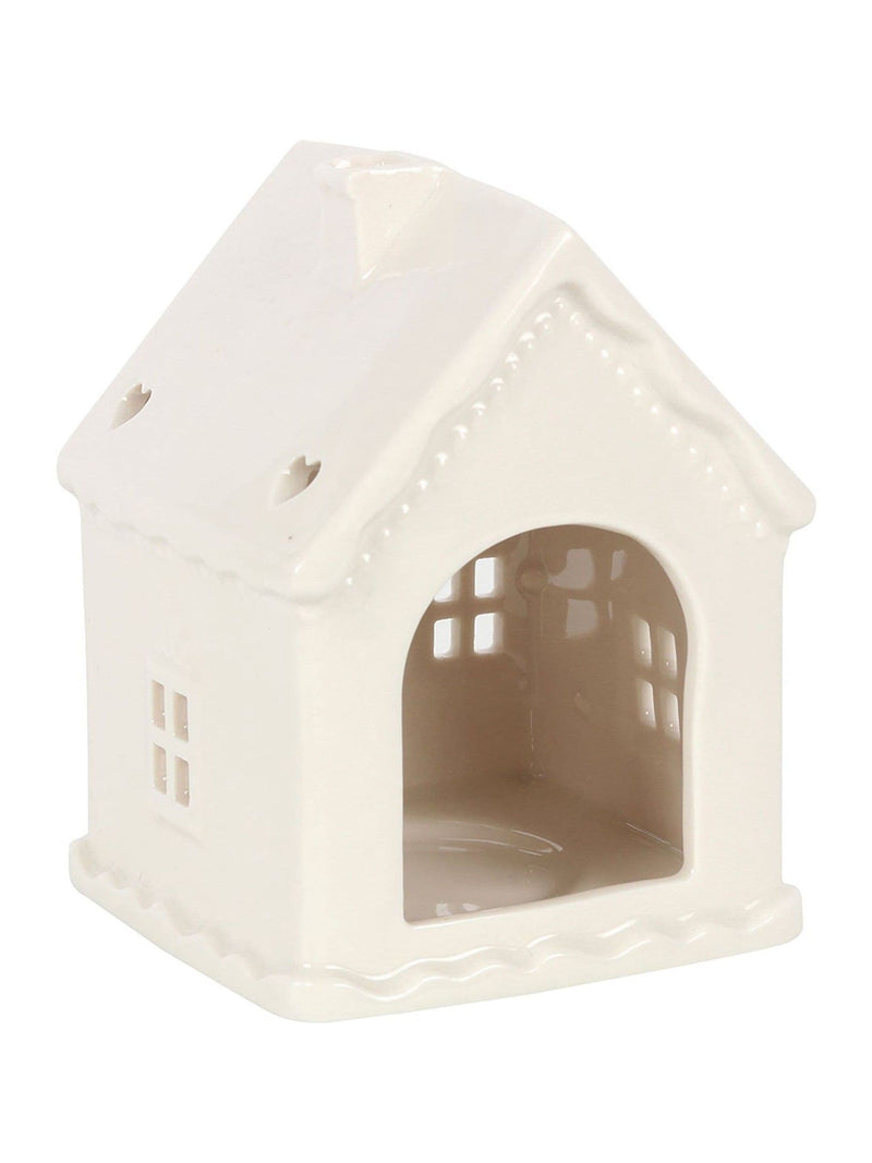 Something Different white gingerbread house tealight holder - British product
