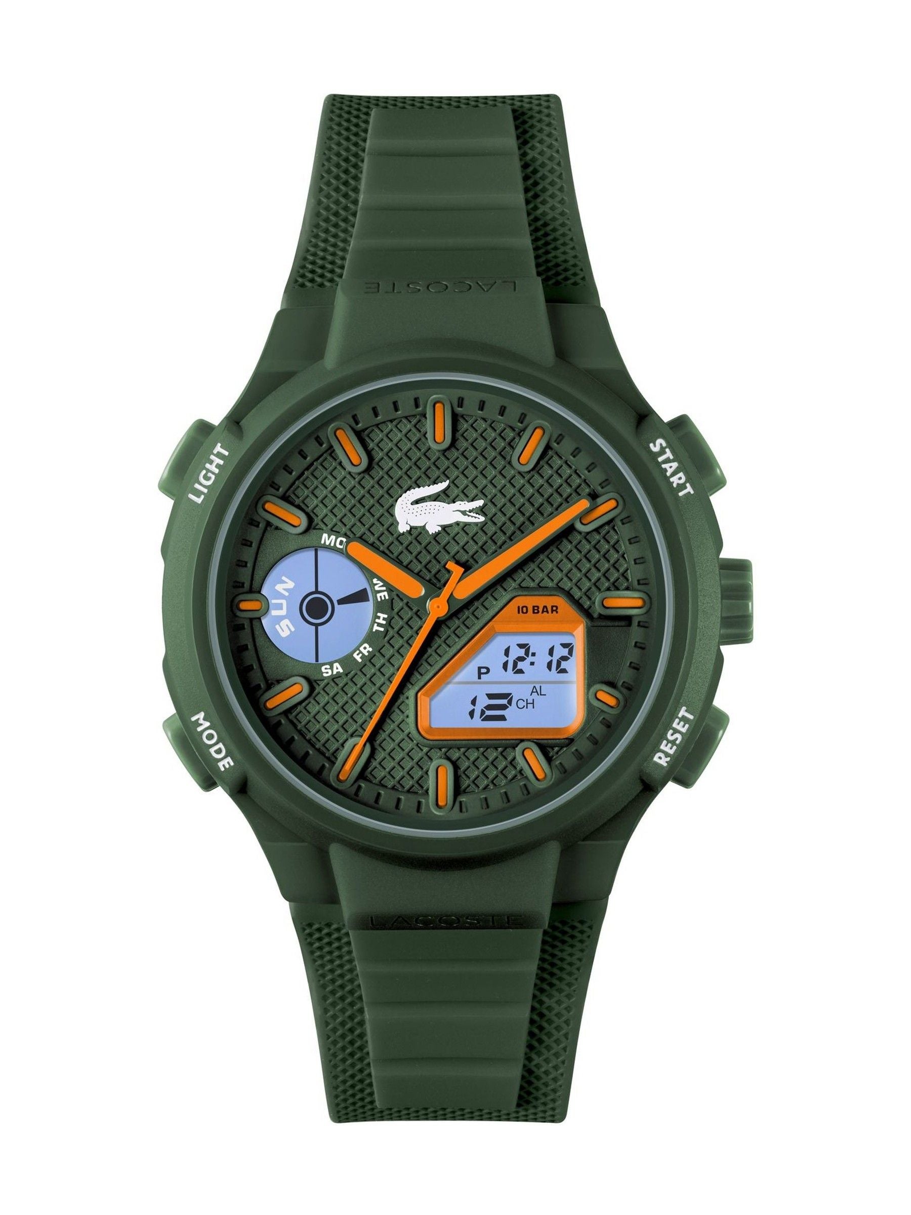 Lacoste Green LC33 watch with TR90 case and silicone strap, UK version