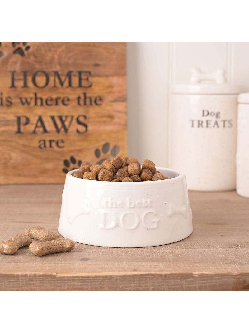 Widdop white paw prints small dog bowl ceramic (British brand)