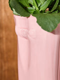Dibor pink wellington boot ceramic planter high gloss - British product