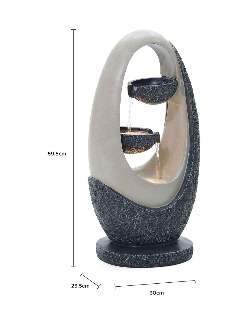 Charles Bentley grey oval garden water feature, UK version