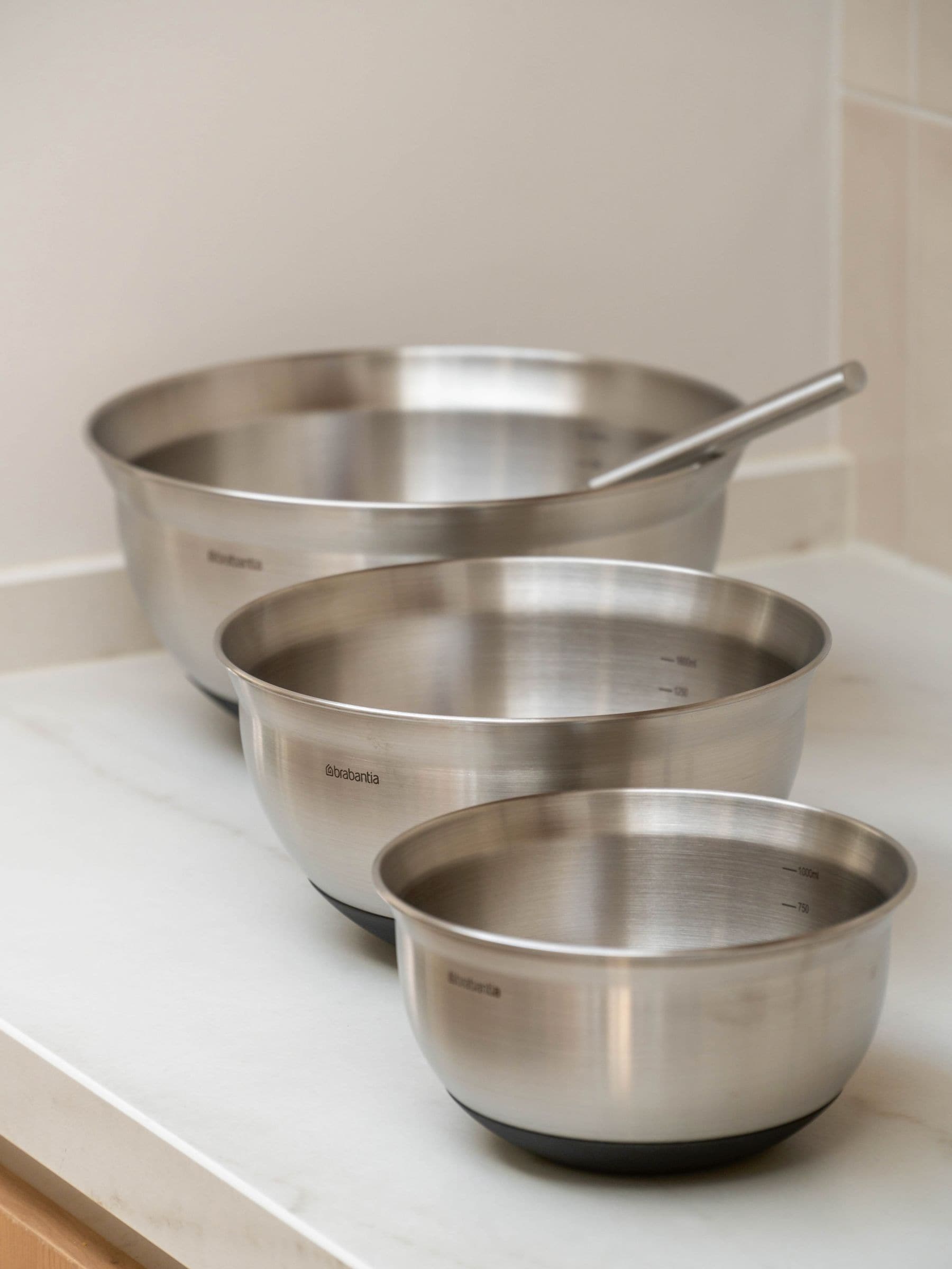 Brabantia Matt Steel Profile mixing bowl set, UK version