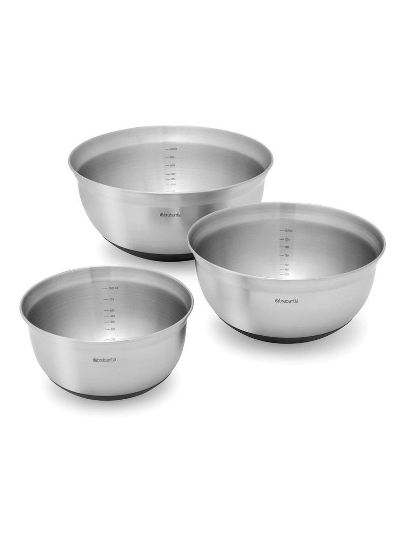 Brabantia Matt Steel Profile mixing bowl set, UK version