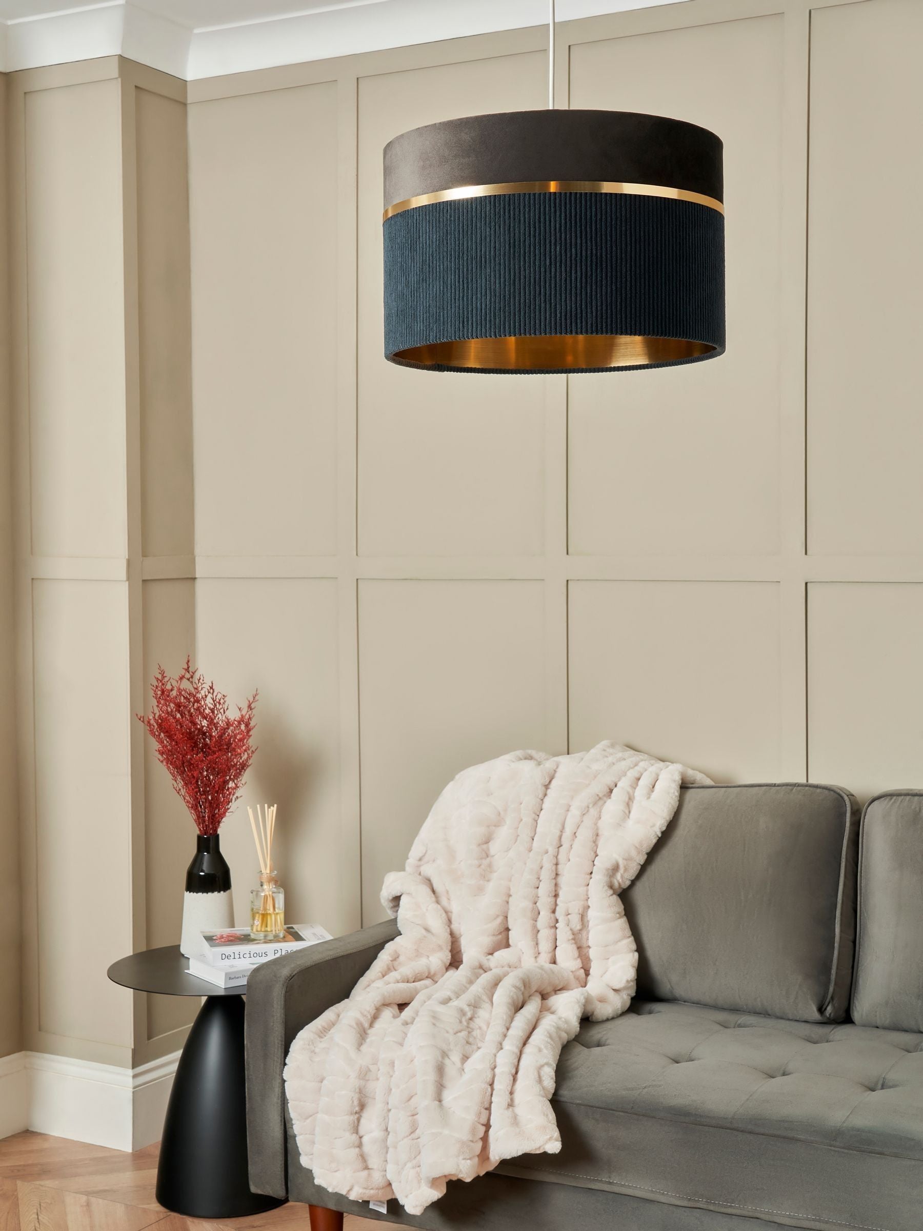 BHS Grey fabric ceiling light shade 40cm (British brand)
