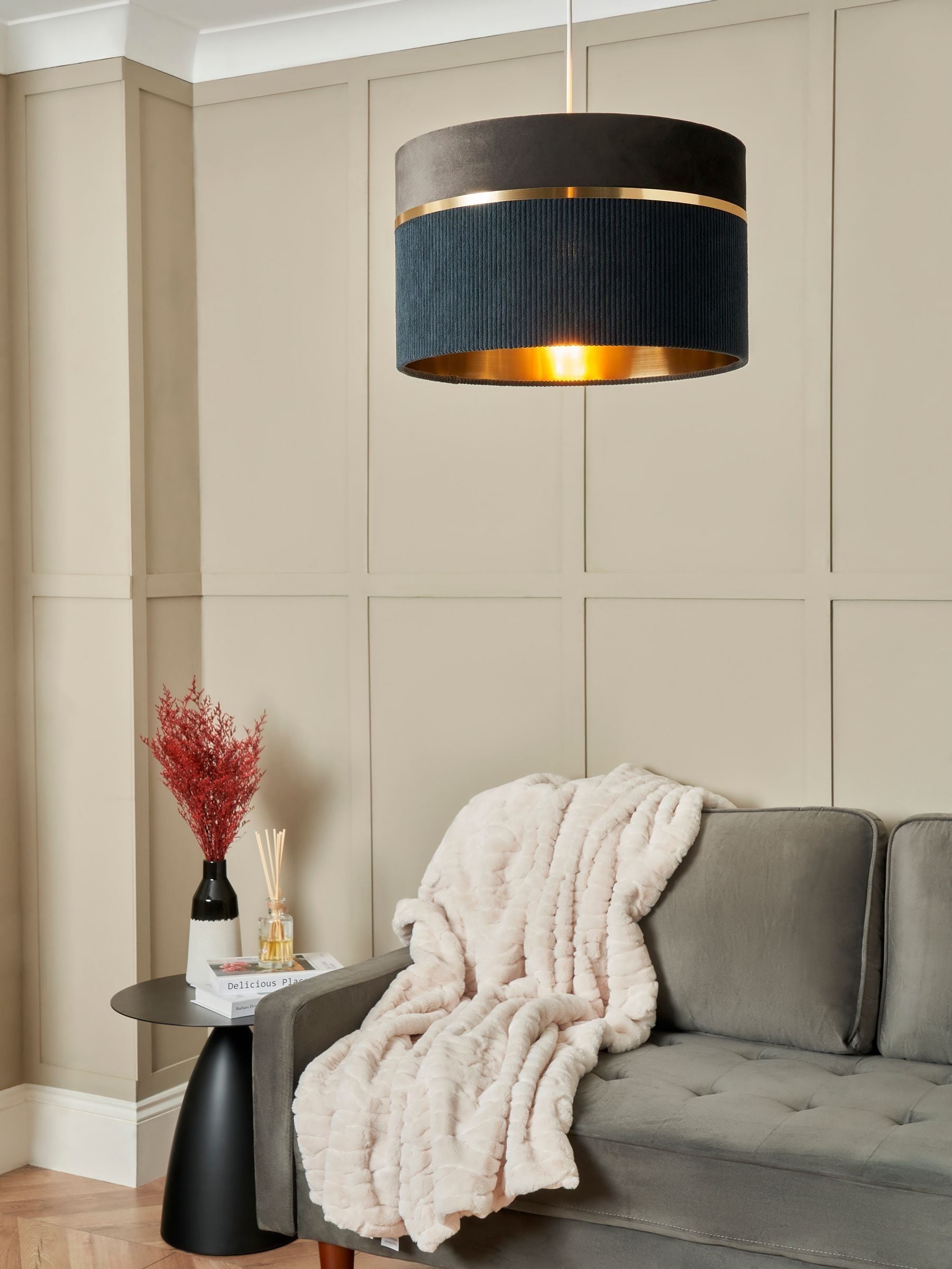 BHS Grey fabric ceiling light shade 40cm (British brand)
