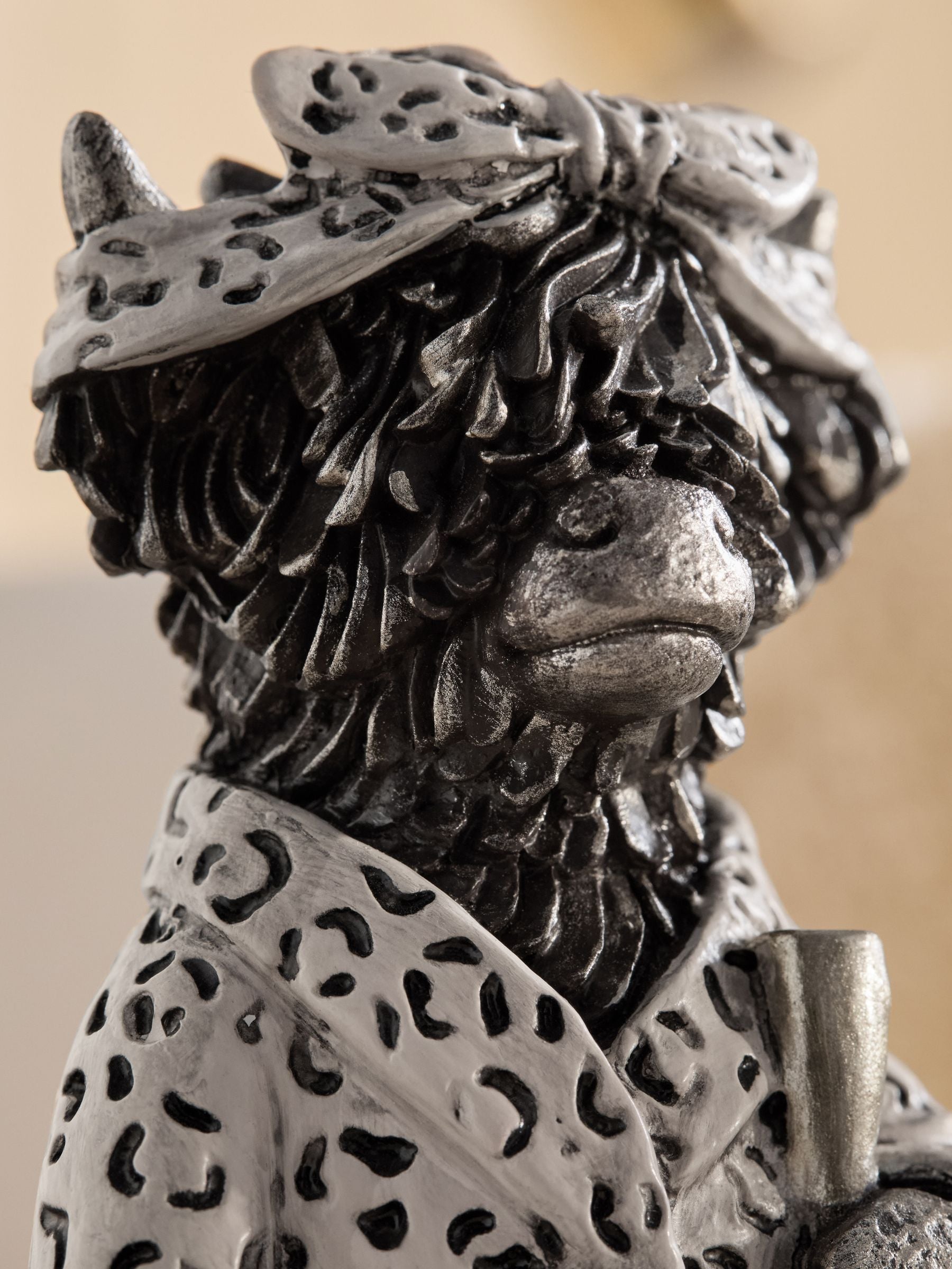 Hamish bronze effect bathroom ornament with leopard print - British product
