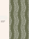 Laura Ashley Olive Green Caulderton Leaves wallpaper sample A4 (British brand)