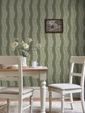 Laura Ashley Olive Green Caulderton Leaves wallpaper sample A4 (British brand)