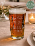 PMC personalised wedding pint glass, UK version