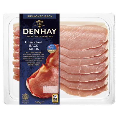 waitrose Denhay Dry Cured Back Unsmoked Bacon 200g- Buy online at McGrocer