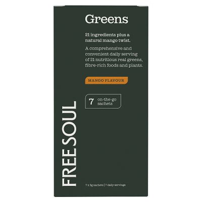 waitrose Free Soul Greens Sachets Mango Super Greens Powder 7 Sachets- Buy online at McGrocer