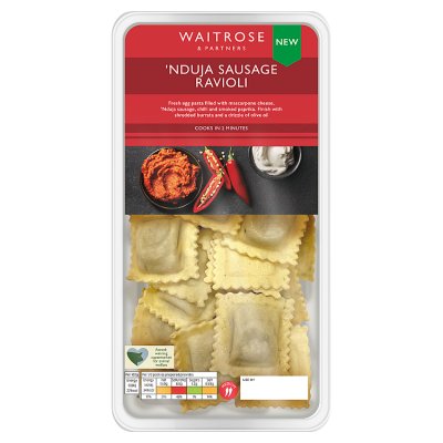 waitrose Waitrose 'Nduja Sausage Ravioli Fresh Pasta 250g- Buy online at McGrocer