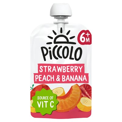 Piccolo baby food puree strawberry banana peach 100g - British product