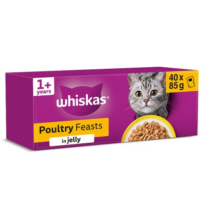 Whiskas wet cat food Poultry Feasts 40x85g, imported from the UK