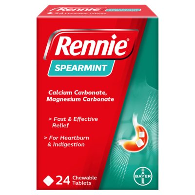 Rennie antacid spearmint tablets 24 count (British brand)