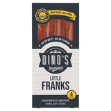 Dino's Famous Little Franks 160g pork sausages, imported from the UK