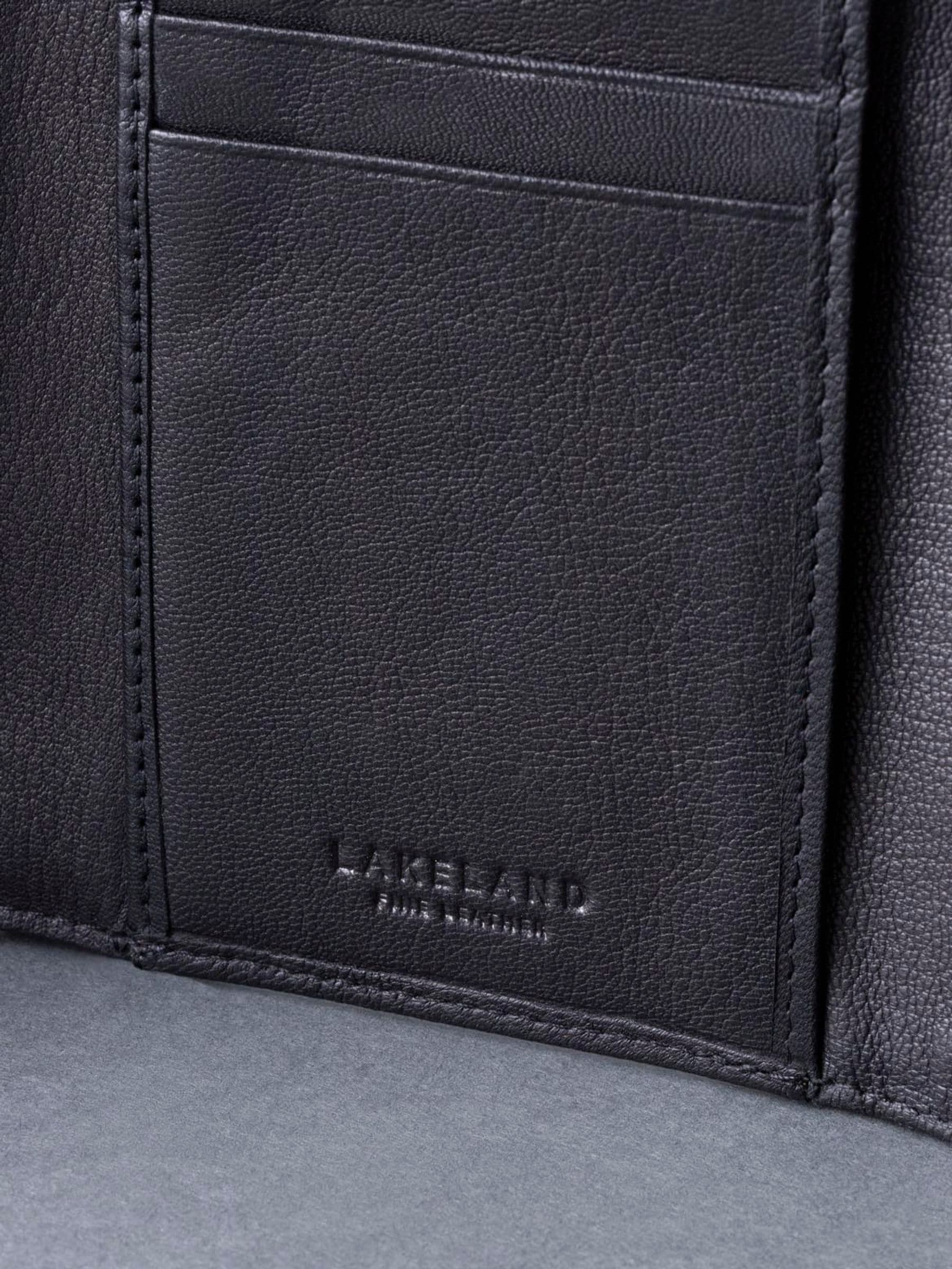 Lakeland Leather Black Bowston tri-fold wallet - British product