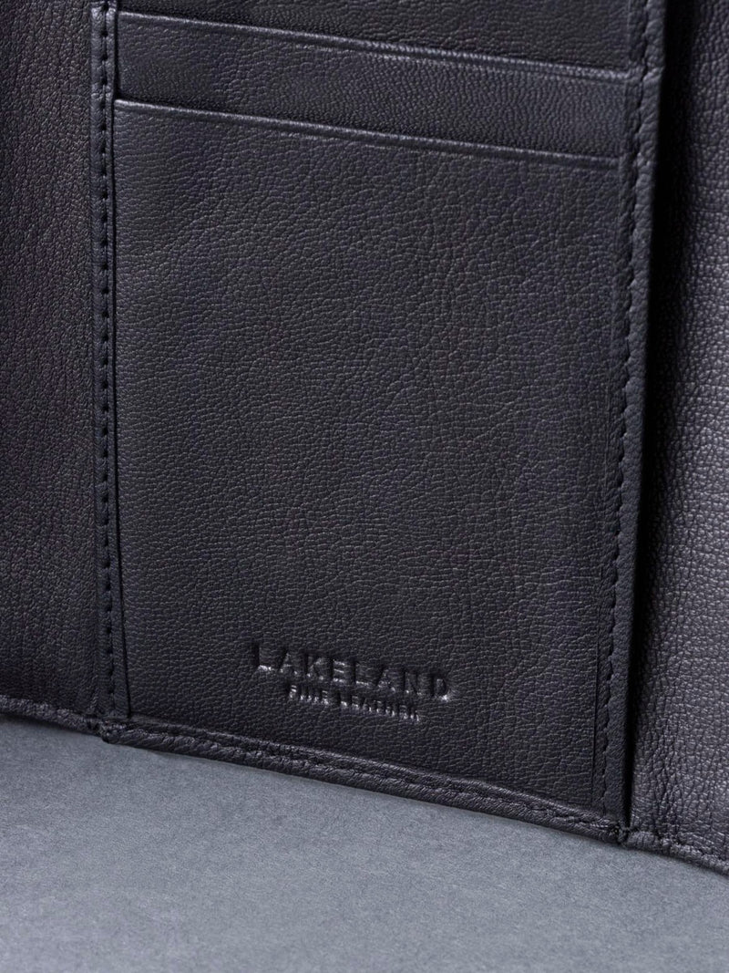Lakeland Leather Black Bowston tri-fold wallet - British product