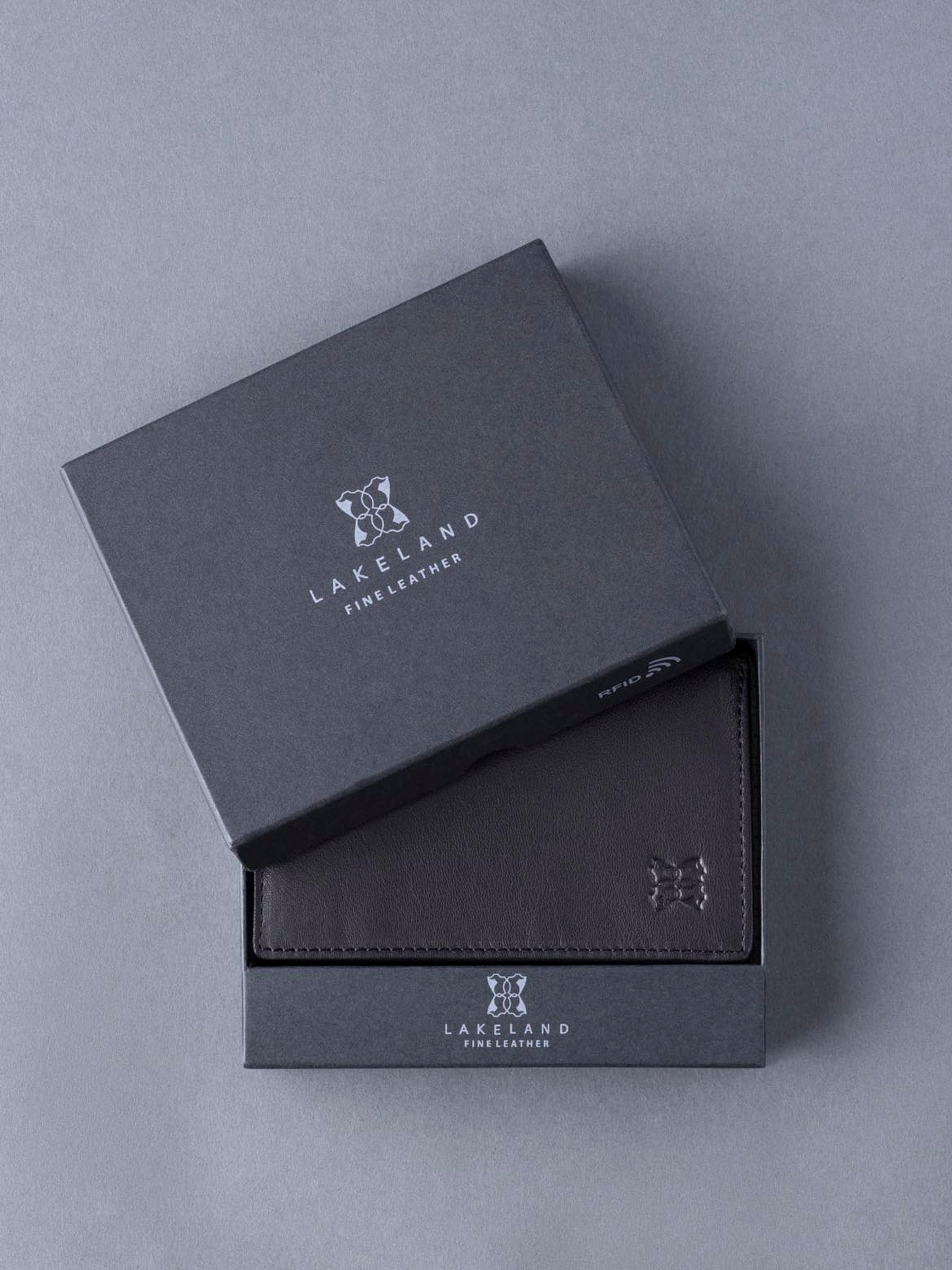 Lakeland Leather Black Bowston tri-fold wallet - British product