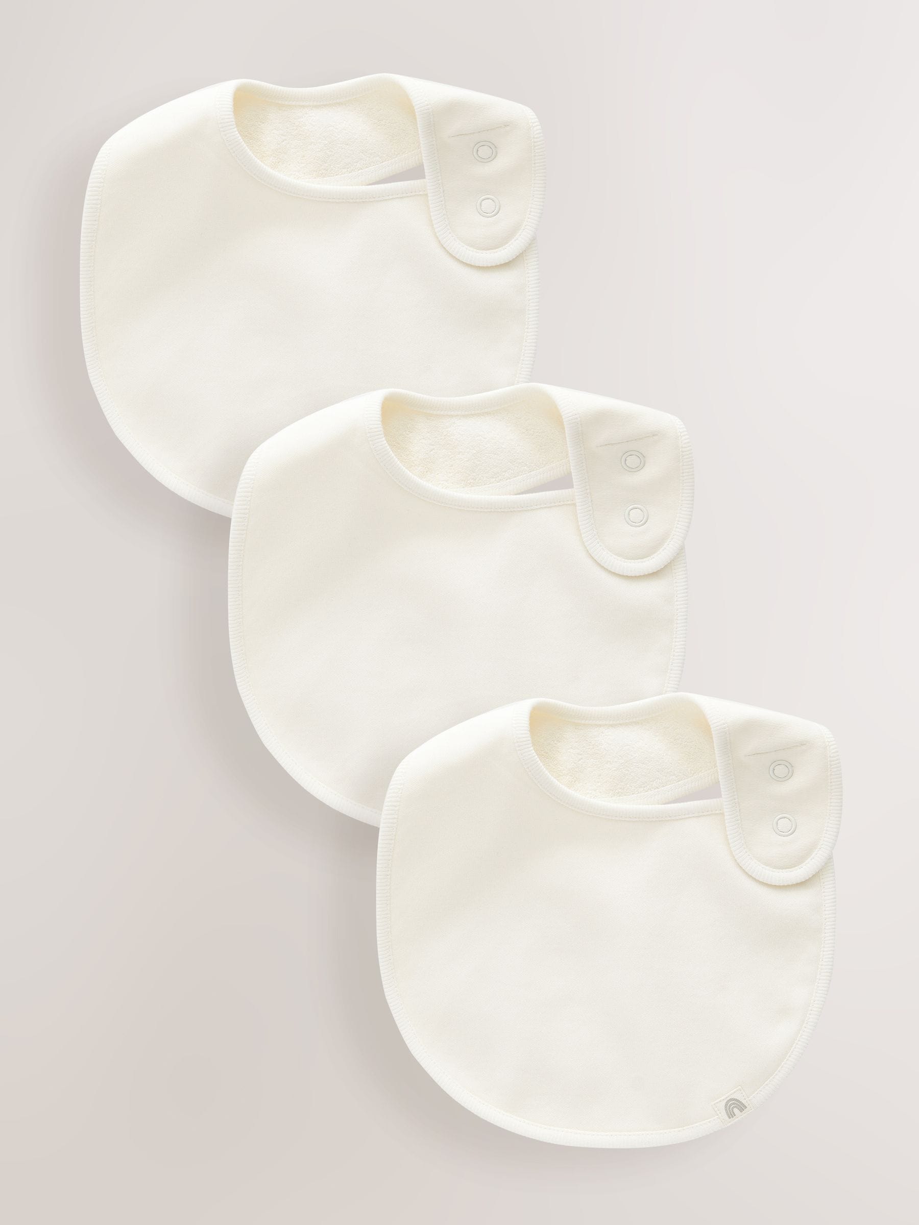cream cotton baby bibs 3 pack, imported from the UK